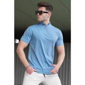 Madmext 5282 Mavi Yarım Balıkçı Erkek T-shirt