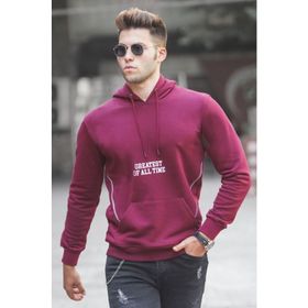 Madmext 5292 Bordo Baskılı Kapşonlu Erkek Sweatshirt
