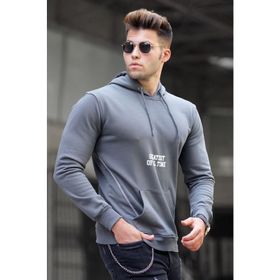 Madmext 5292 Füme Baskılı Kapşonlu Erkek Sweatshirt