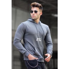 Madmext 5292 Füme Baskılı Kapşonlu Erkek Sweatshirt