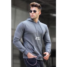 Madmext 5292 Füme Baskılı Kapşonlu Erkek Sweatshirt