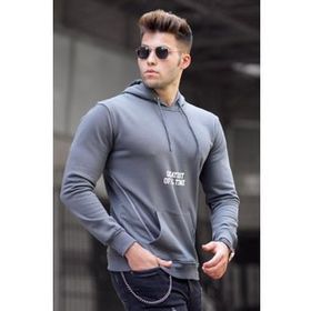 Madmext 5292 Füme Baskılı Kapşonlu Erkek Sweatshirt