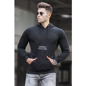 Madmext 5292 Siyah Baskılı Kapşonlu Erkek Sweatshirt