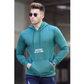 Madmext 5292 Yeşil Baskılı Kapşonlu Erkek Sweatshirt