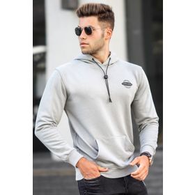 Madmext 5297 Gri Boyalı Baskılı Erkek Sweatshirt