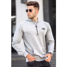 Madmext 5297 Gri Boyalı Baskılı Erkek Sweatshirt