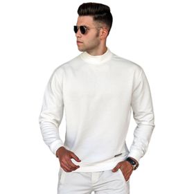 Madmext 5301 Erkek Beyaz Balıkçı Yaka Sweatshirt