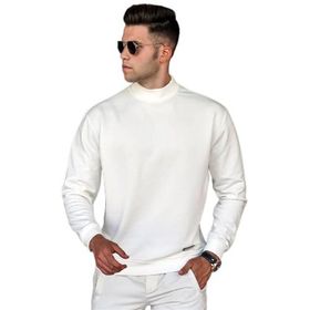 Madmext 5301 Erkek Beyaz Balıkçı Yaka Sweatshirt
