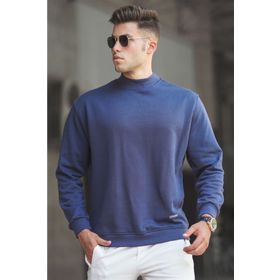 Madmext 5301 Lacivert Erkek Balıkçı Yaka Sweatshırt