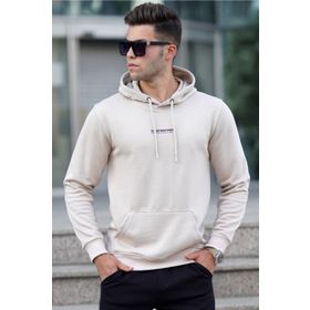 Madmext 5306 Bej Baskılı Erkek Sweatshirt