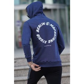 Madmext 5306 Lacivert Baskılı Erkek Sweatshirt