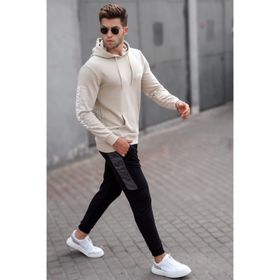 Madmext 5313 Bej Baskılı Erkek Sweatshirt