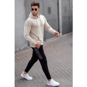 Madmext 5313 Bej Baskılı Erkek Sweatshirt