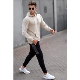 Madmext 5313 Bej Baskılı Erkek Sweatshirt