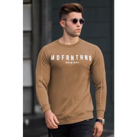 Madmext 5319 Kahverengi Bisiklet Yaka Erkek Sweatshirt