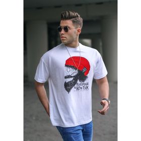 Madmext 5361 Erkek Desenli Beyaz T-shirt