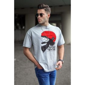 Madmext 5361 Erkek Desenli Boyalı Gri T-shirt