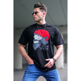 Madmext 5361 Erkek Desenli Siyah T-shirt