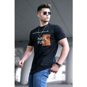 Madmext 5366 Baskılı Siyah T-Shirt