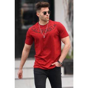 Madmext 5368 Bordo Baskılı T-shirt
