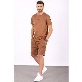 Madmext 5376 Kahverengi Oversize Erkek Şort Takımı