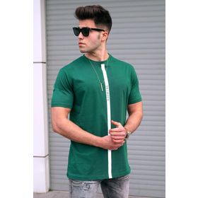 Madmext 5378 Baskılı Koyu Yeşil T-shirt