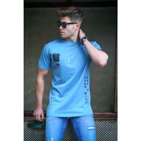 Madmext 5379 Baskılı Mavi T-shirt