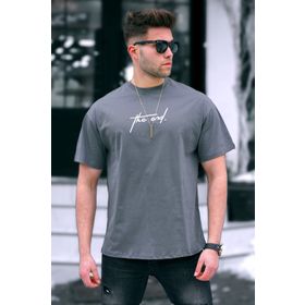 Madmext 5380 Nakışlı Füme T-Shirt