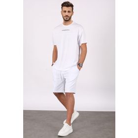 Madmext 5382 Beyaz Erkek Şort Takım