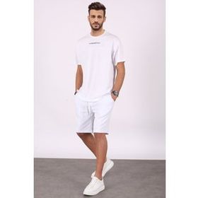 Madmext 5382 Beyaz Erkek Şort Takım