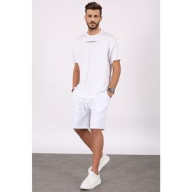 Madmext 5382 Beyaz Erkek Şort Takım