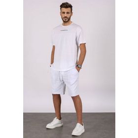 Madmext 5382 Beyaz Erkek Şort Takım