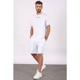 Madmext 5382 Beyaz Erkek Şort Takım