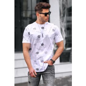 Madmext 5392 Baskılı Beyaz Oversize T-shirt