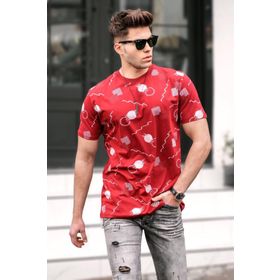 Madmext 5392 Baskılı Bordo Oversize T-shirt