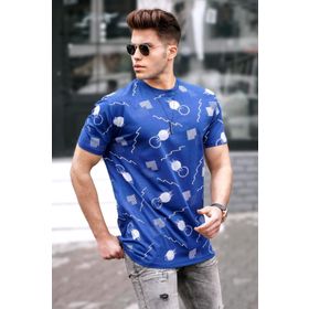 Madmext 5392 Baskılı Lacivert Oversize T-shirt
