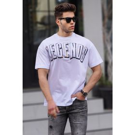 Madmext 5393 Baskılı Beyaz Oversize T-shirt