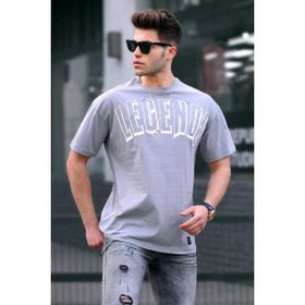 Madmext 5393 Gri Baskılı Boyalı Oversize T-shirt