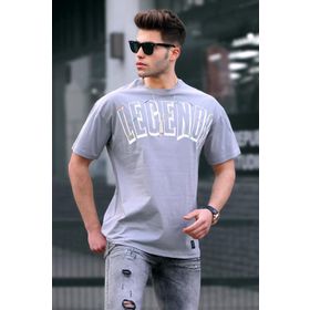 Madmext 5393 Gri Baskılı Boyalı Oversize T-shirt
