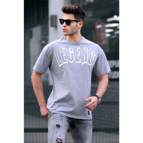 Madmext 5393 Gri Baskılı Boyalı Oversize T-shirt