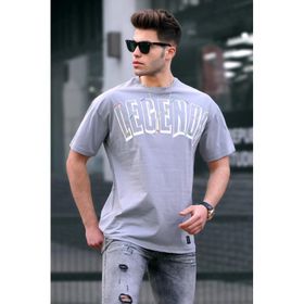 Madmext 5393 Gri Baskılı Boyalı Oversize T-shirt
