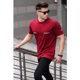 Madmext 5395 Erkek Baskılı Bordo T-shirt
