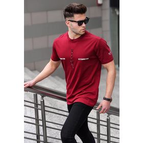 Madmext 5395 Erkek Baskılı Bordo T-shirt
