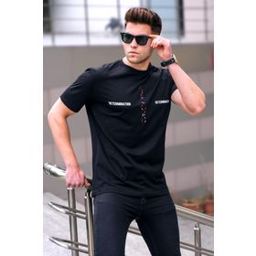 Madmext 5395 Erkek Baskılı Siyah T-shirt