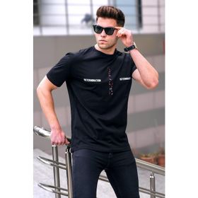 Madmext 5395 Erkek Baskılı Siyah T-shirt