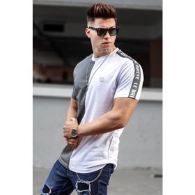 Madmext 5398 Erkek Baskılı Beyaz T-shirt