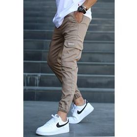 Madmext 5437 Kahverengi Kargo Cep Jogger Pantolon