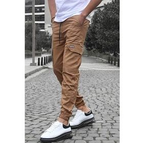 Madmext 5437 Kahverengi Kargo Cep Jogger Pantolon