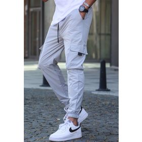 Madmext 5461 Boyalı Gri Kargo Cep Erkek Jogger Pantolon