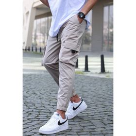 Madmext 5461 Kargo Cep Bej Erkek Jogger Pantolon